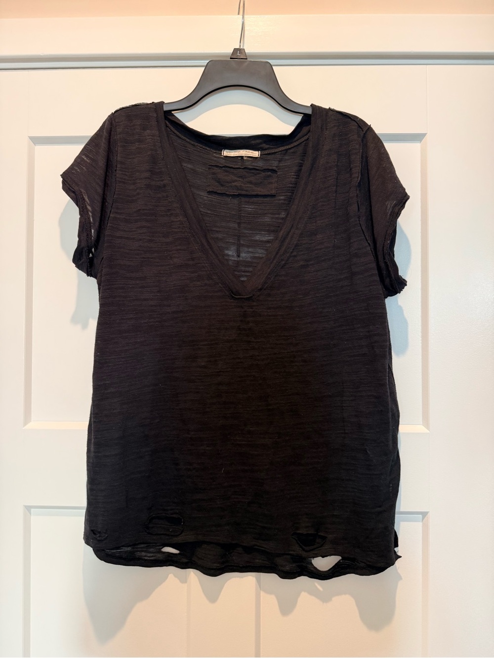 We The Free Black V-Neck Short Sleeve Tee